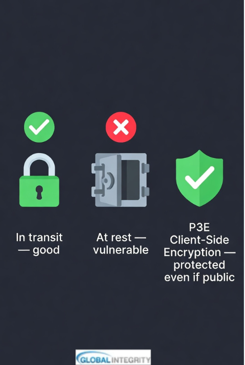 cloud data exposure protected by P3E client-side encryption 